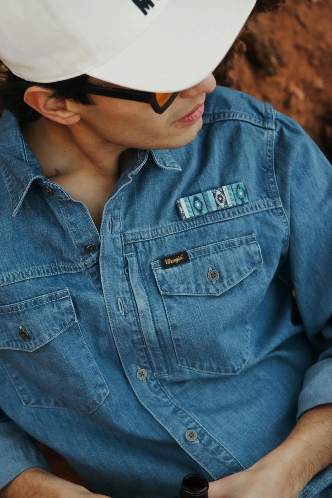 Chaco x Wrangler Long Sleeve Shirt - Mid Wash Denim