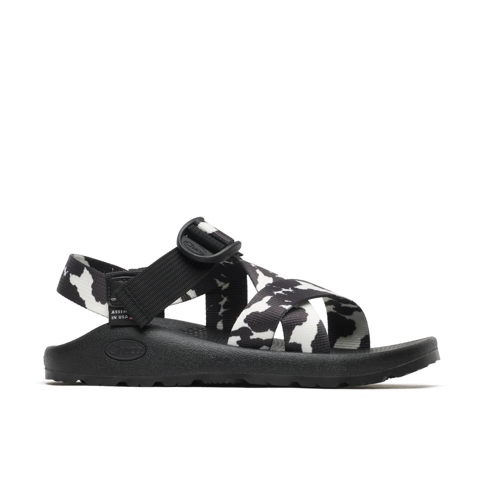 Women's Mega Z/1 Wide-Strap Classic Sandal - Limited Edition - Black + White Cow
