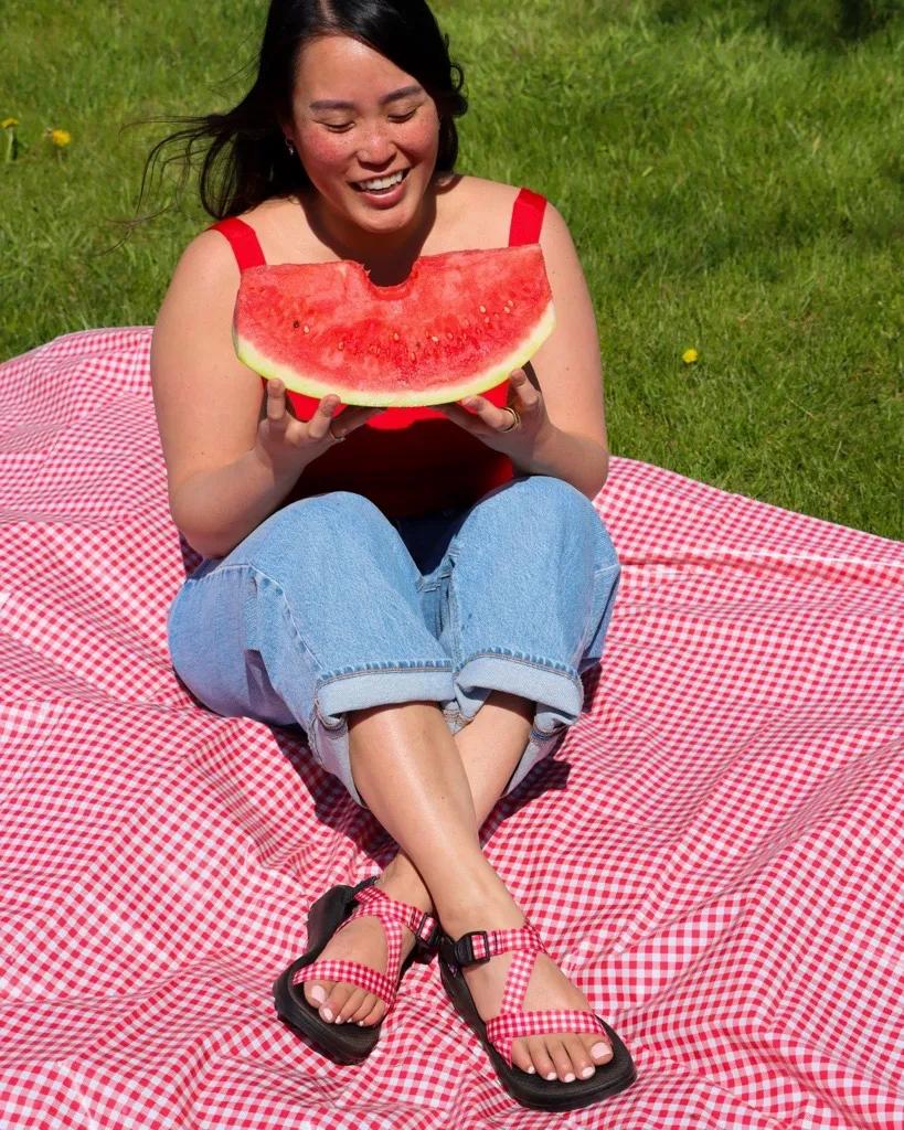 Women's Mega Z/1 Wide-Strap Classic Sandal - Limited Edition - Gingham Red