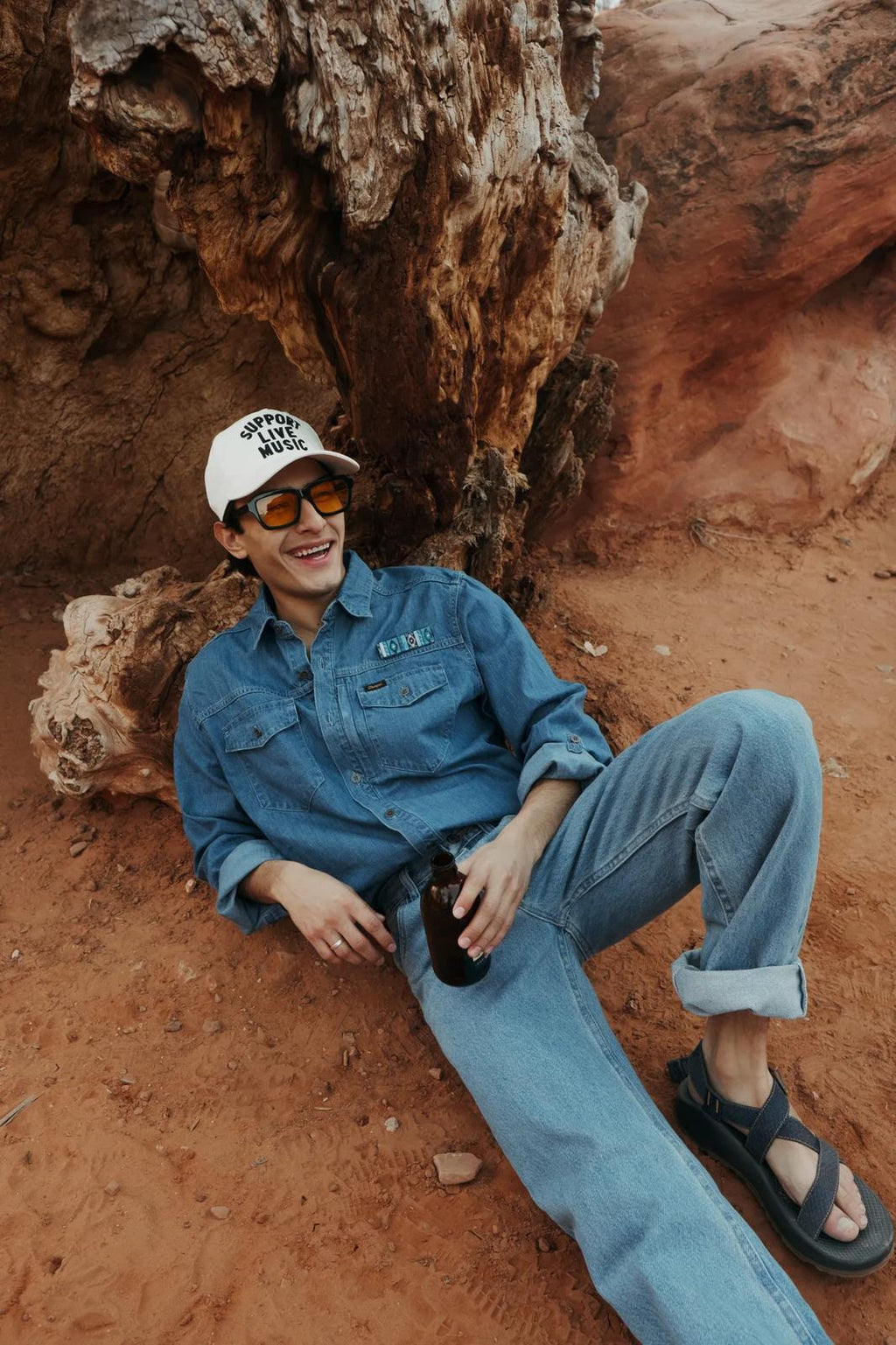 Chaco x Wrangler Long Sleeve Shirt - Mid Wash Denim