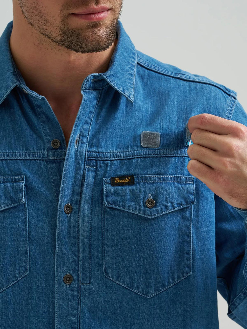 Chaco x Wrangler Long Sleeve Shirt - Mid Wash Denim